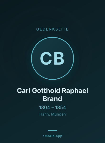 Gedenkportrait von Carl Gotthold Raphael Brand
