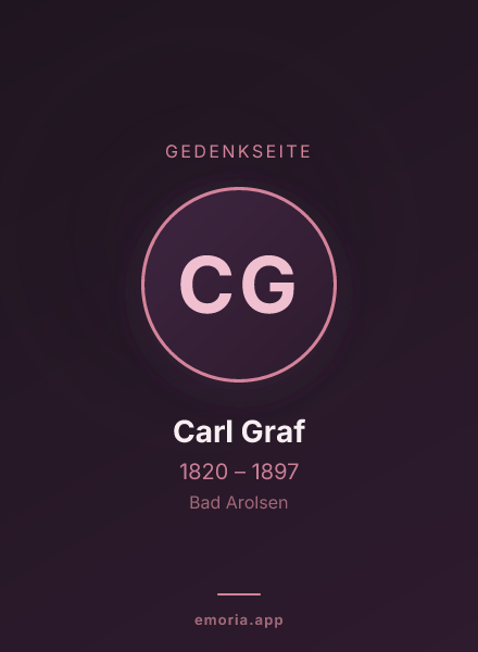 Gedenkportrait von Carl Graf