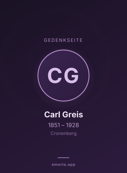 Gedenkportrait von Carl Greis