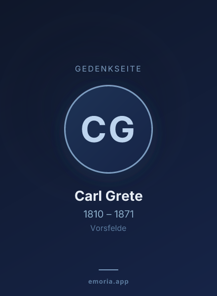 Gedenkportrait von Carl Grete