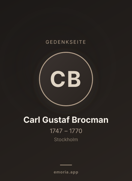 Gedenkportrait von Carl Gustaf Brocman