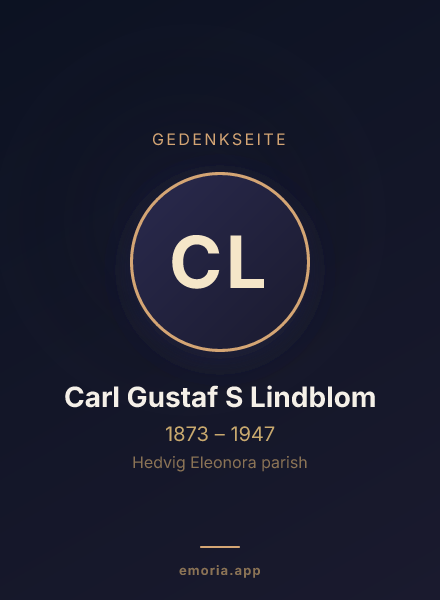 Gedenkportrait von Carl Gustaf S Lindblom