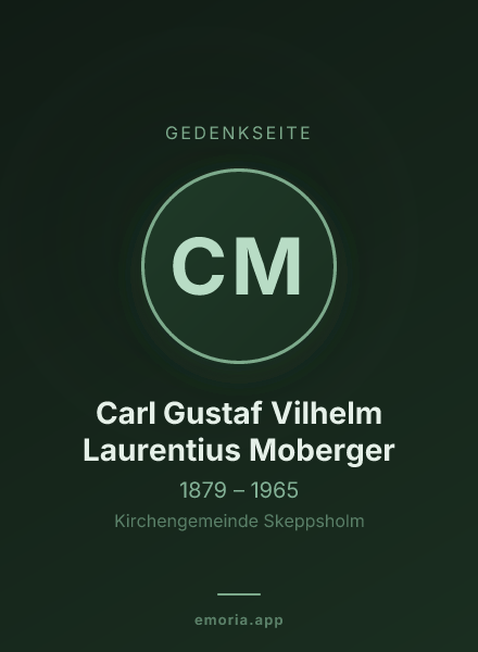 Gedenkportrait von Carl Gustaf Vilhelm Laurentius Moberger