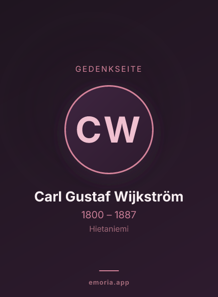 Gedenkportrait von Carl Gustaf Wijkström