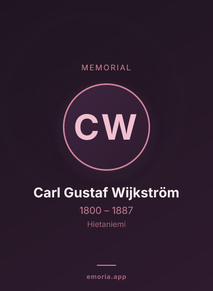 Memorial portrait of Carl Gustaf Wijkström