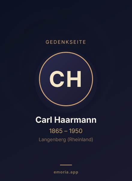 Gedenkportrait von Carl Haarmann