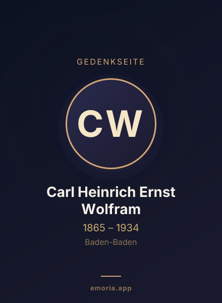 Gedenkportrait von Carl Heinrich Ernst Wolfram