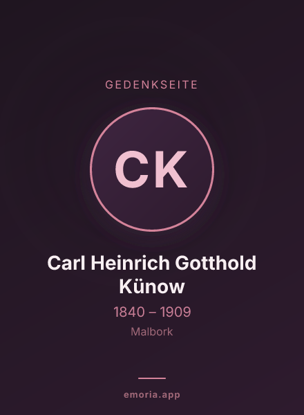 Gedenkportrait von Carl Heinrich Gotthold Künow