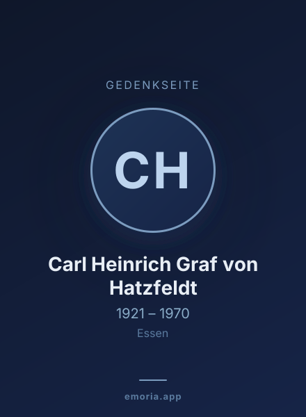 Gedenkportrait von Carl Heinrich Graf von Hatzfeldt