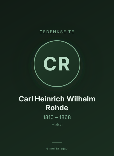 Gedenkportrait von Carl Heinrich Wilhelm Rohde
