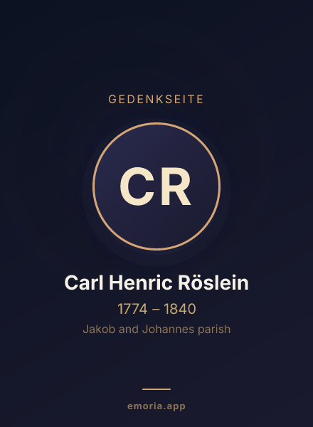 Gedenkportrait von Carl Henric Röslein