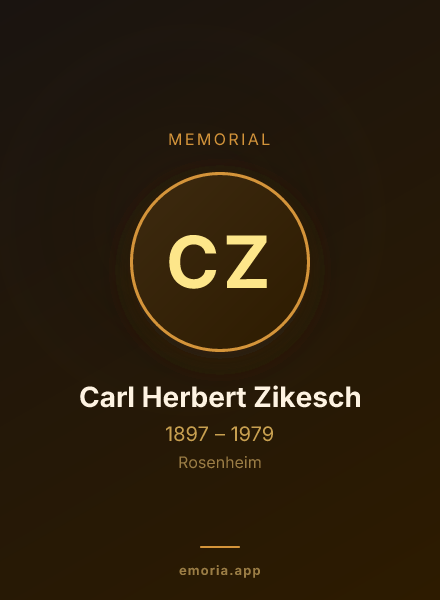 Memorial portrait of Carl Herbert Zikesch