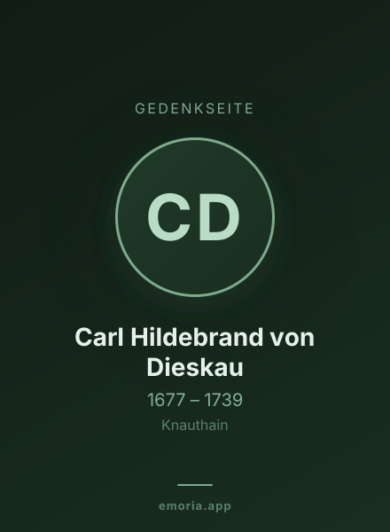 Gedenkportrait von Carl Hildebrand von Dieskau
