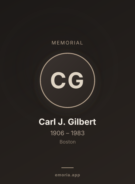 Memorial portrait of Carl J. Gilbert