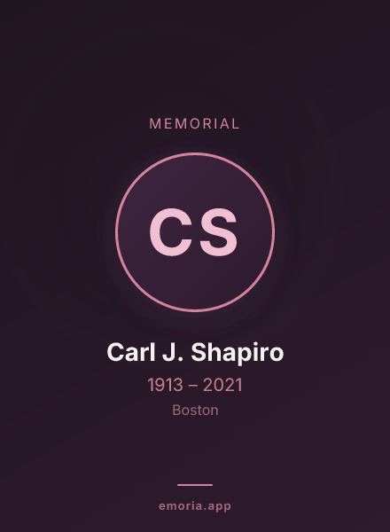 Memorial portrait of Carl J. Shapiro
