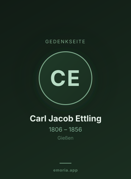 Gedenkportrait von Carl Jacob Ettling
