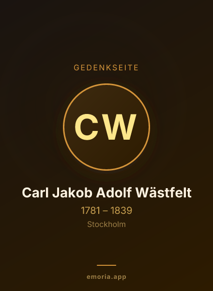 Gedenkportrait von Carl Jakob Adolf Wästfelt