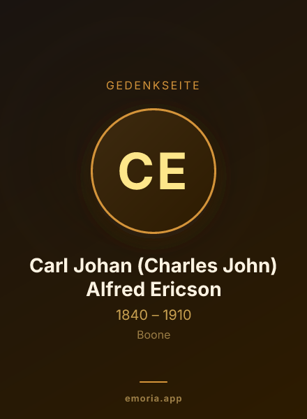 Gedenkportrait von Carl Johan (Charles John) Alfred Ericson