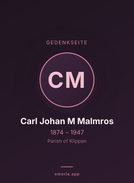Gedenkportrait von Carl Johan M Malmros