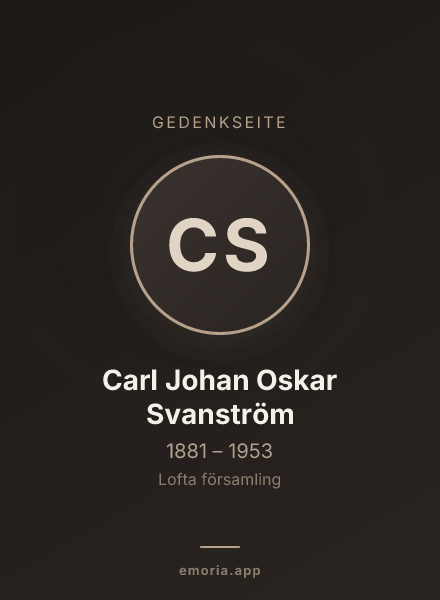 Gedenkportrait von Carl Johan Oskar Svanström