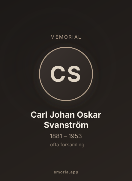 Memorial portrait of Carl Johan Oskar Svanström