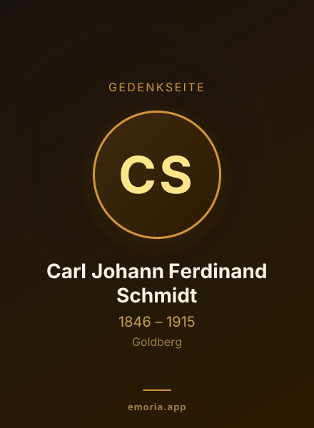 Gedenkportrait von Carl Johann Ferdinand Schmidt