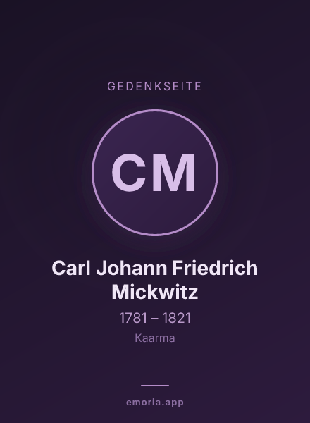 Gedenkportrait von Carl Johann Friedrich Mickwitz