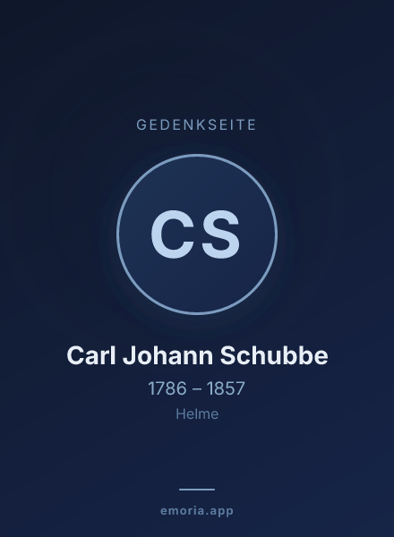 Gedenkportrait von Carl Johann Schubbe