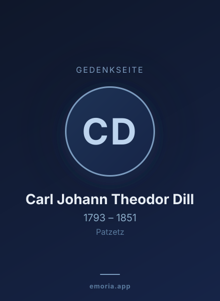 Gedenkportrait von Carl Johann Theodor Dill