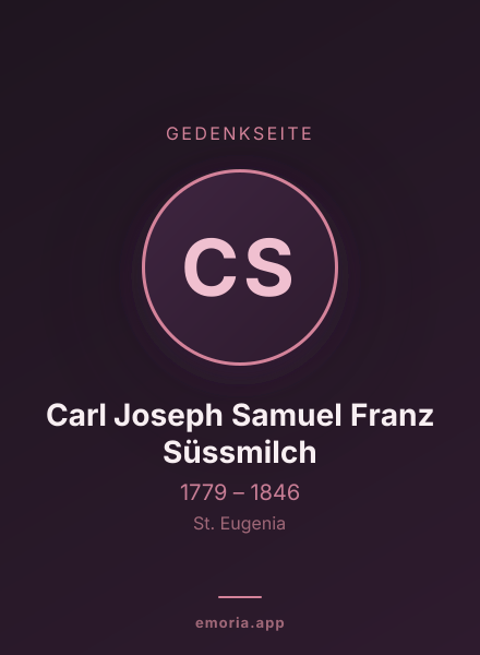 Gedenkportrait von Carl Joseph Samuel Franz Süssmilch