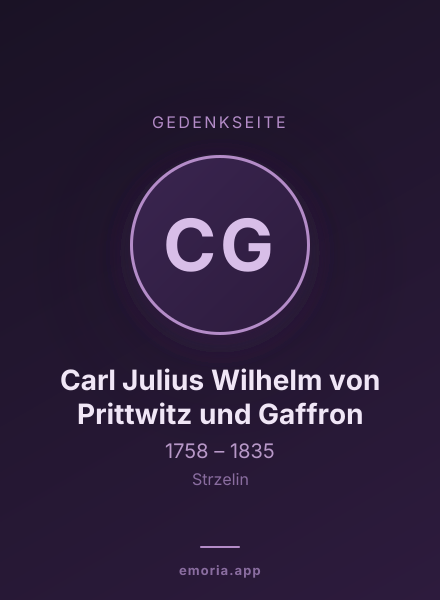 Gedenkportrait von Carl Julius Wilhelm von Prittwitz und Gaffron