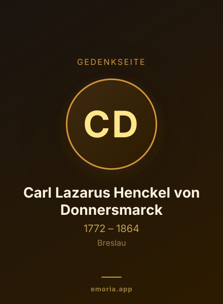 Gedenkportrait von Carl Lazarus Henckel von Donnersmarck