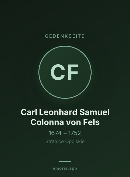 Gedenkportrait von Carl Leonhard Samuel Colonna von Fels