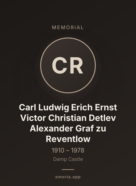Memorial portrait of Carl Ludwig Erich Ernst Victor Christian Detlev Alexander Graf zu Reventlow