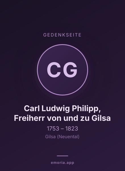 Gedenkportrait von Carl Ludwig Philipp, Freiherr von und zu Gilsa