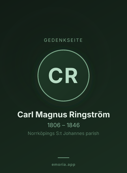 Gedenkportrait von Carl Magnus Ringström
