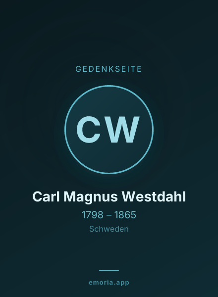 Gedenkportrait von Carl Magnus Westdahl
