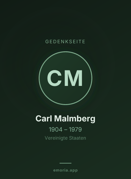 Gedenkportrait von Carl Malmberg
