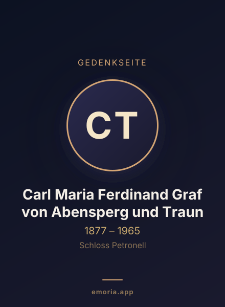 Gedenkportrait von Carl Maria Ferdinand Graf von Abensperg und Traun