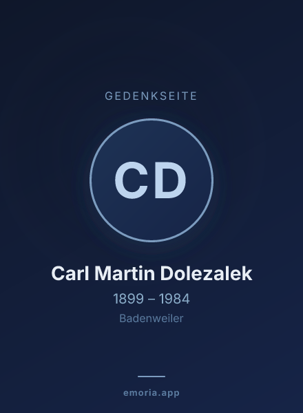 Gedenkportrait von Carl Martin Dolezalek