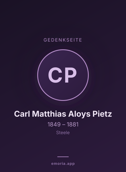 Gedenkportrait von Carl Matthias Aloys Pietz