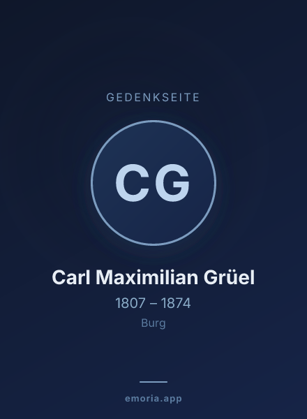 Gedenkportrait von Carl Maximilian Grüel