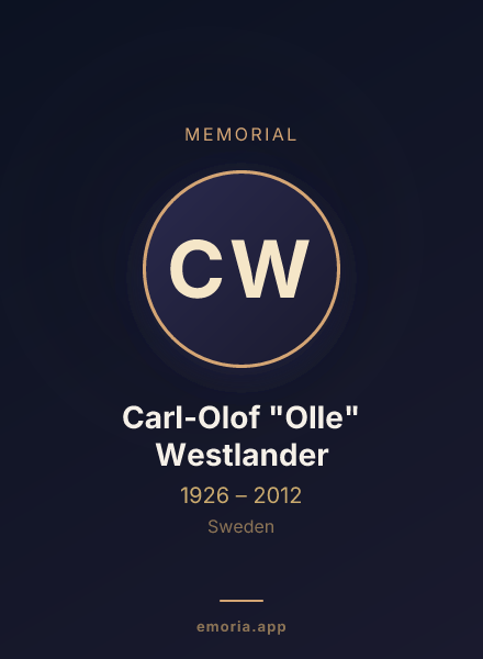 Memorial portrait of Carl-Olof "Olle" Westlander
