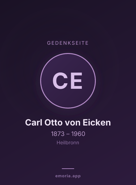 Gedenkportrait von Carl Otto von Eicken