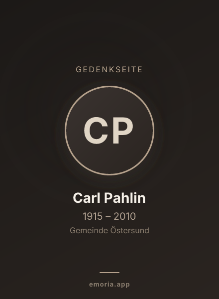 Gedenkportrait von Carl Pahlin