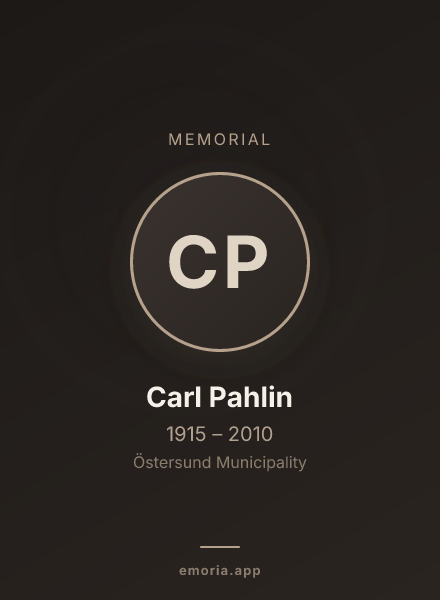 Memorial portrait of Carl Pahlin