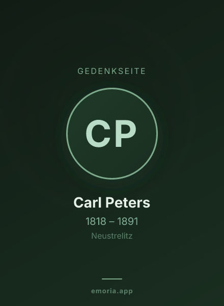 Gedenkportrait von Carl Peters