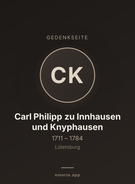 Gedenkportrait von Carl Philipp zu Innhausen und Knyphausen