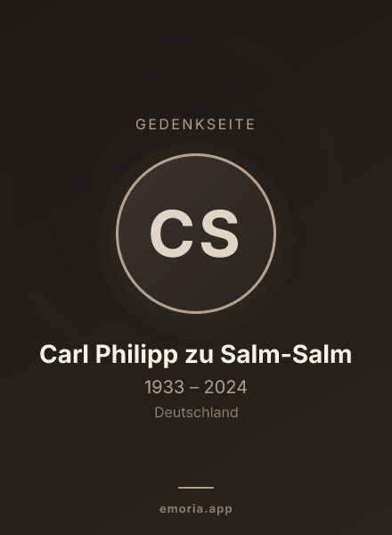 Gedenkportrait von Carl Philipp zu Salm-Salm