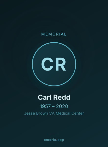 Memorial portrait of Carl Redd